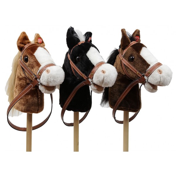 GERILEO Testa di Cavallo con Palo con Suono per Bambini - Testa Cavallo  Imbottita con Bastone di Legno - Cavallo Giocattolo per Bambino e Bambina -  80